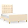 vidaXL Estrutura de cama sem colch&atilde;o 120x200 cm tecido cor creme