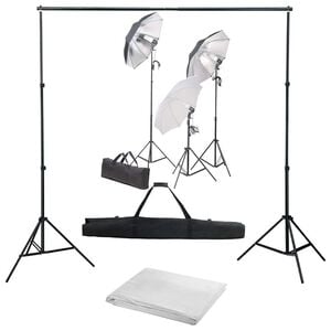 vidaXL Kit de est&uacute;dio fotogr&aacute;fico com conjunto de ilumina&ccedil;&atilde;o e fundo