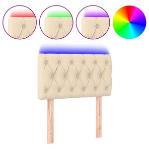 vidaXL Cabeceira de cama c/ luzes LED tecido 80x7x78/88 cm cor creme