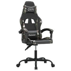 vidaXL Cadeira gaming girat&oacute;ria couro artificial preto e camuflado