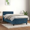 vidaXL Cama com molas/colch&atilde;o 90x190 cm veludo azul-escuro