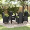 vidaXL Conjunto de Jantar para Jardim com almofada 5 pcs Preto vime PE
