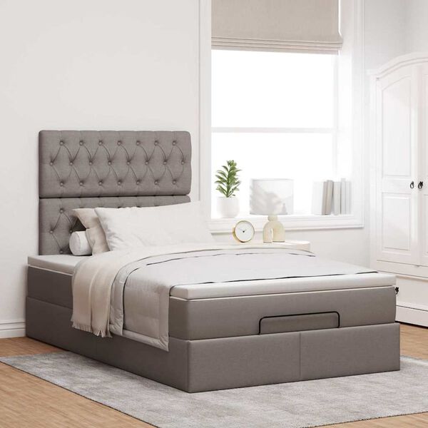 moldura de cama otomana vidaXL com tecido cinza 120x200cm