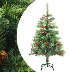 vidaXL &Aacute;rvore de Natal artificial articulada c/ pinhas e bagas 150 cm