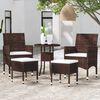 vidaXL 5 pcs conjunto lounge jardim vime PE castanho