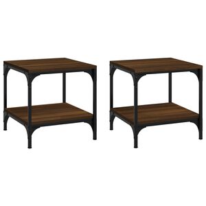 vidaXL Mesas de apoio 2 pcs derivados madeira carvalho castanho