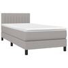 vidaXL Cama box spring c/ colch&atilde;o e LED 90x200 cm tecido cinza-claro