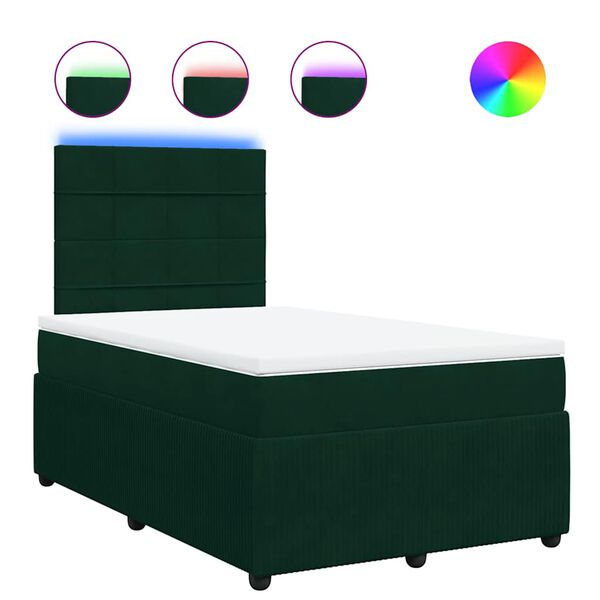 vidaXL Cama boxspring com colch&atilde;o 120x200 cm veludo verde-escuro