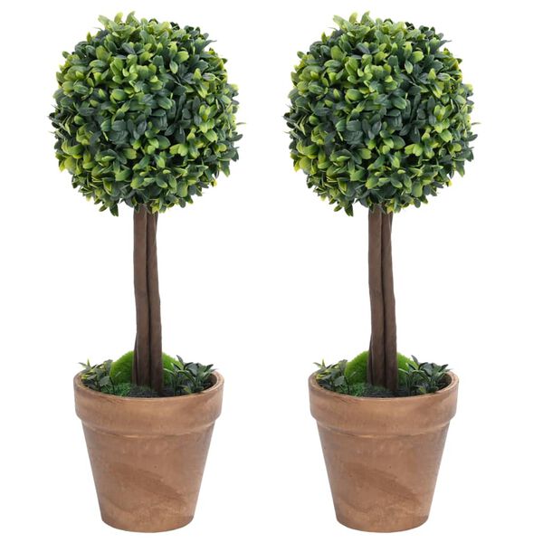 vidaXL Plantas bolas de buxo artificiais c/ vasos 2 pcs 33 cm verde