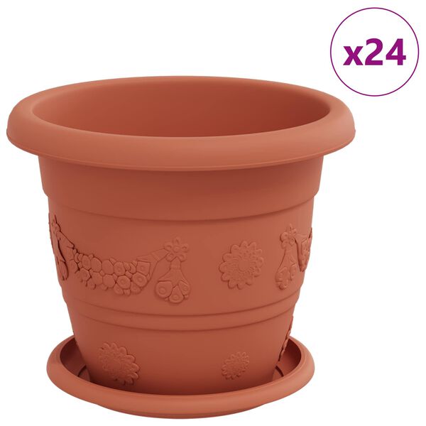 vidaXL Vasos de Plantas 24 pcs Vermelho Tijolo &Oslash; 26 x 21.5 cm Pl&aacute;stico