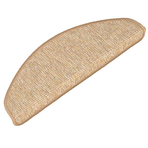 vidaXL Tapetes de escada 15 pe&ccedil;as 65x21x4 cm marrom claro meio redondo grande