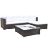 vidaXL 5 pcs conjunto lounge jardim c/ almofad&otilde;es vime PE castanho