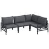 vidaXL Conjunto de Sof&aacute; de Jardim 4 unid. Preto A&ccedil;o