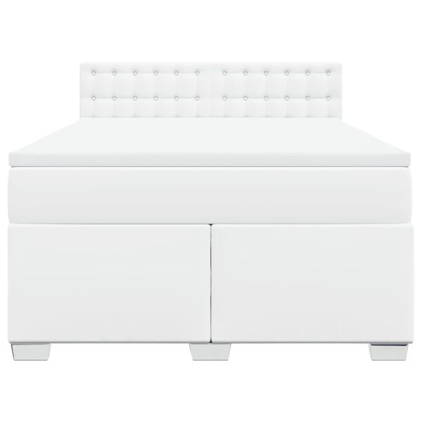 vidaXL Cama com molas/colchão 140x190 cm couro artificial branco