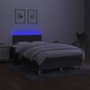 vidaXL Cama box spring c/ colch&atilde;o e LED 120x190 cm tecido cinza-escuro