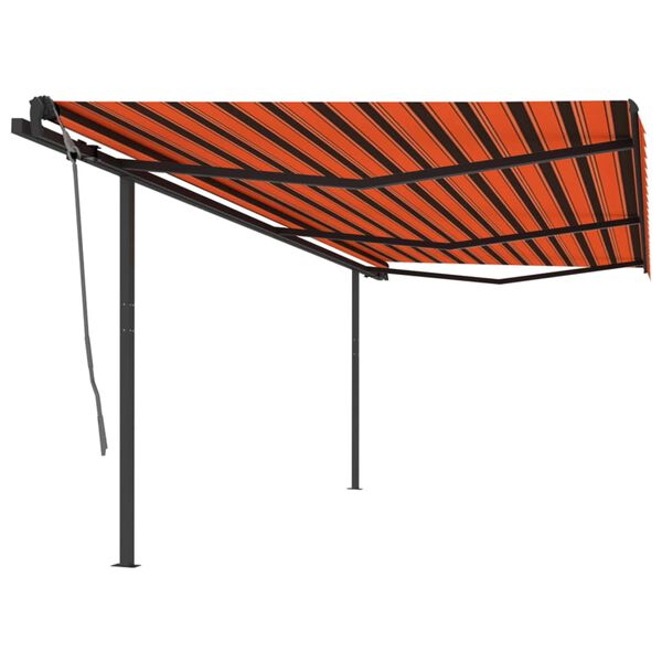vidaXL Toldo retr&aacute;til autom&aacute;tico com postes 6x3 m laranja e castanho