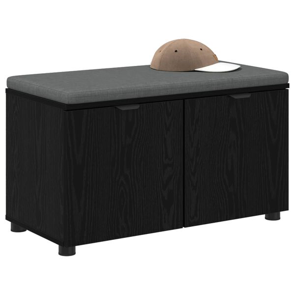 vidaXL Banco de Hall com almofada Carvalho Preto 80 x 46 x 46 cm