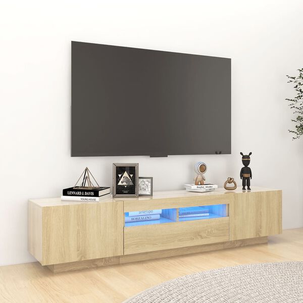 vidaXL M&oacute;vel de TV com luzes LED 180x35x40 cm carvalho sonoma
