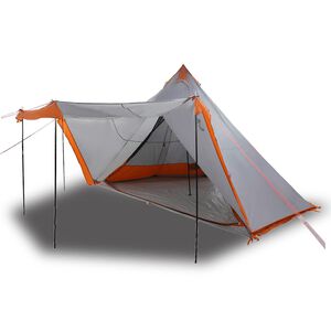 vidaXL Tenda familiar tipi para 8 pessoas imperme&aacute;vel cinza/laranja