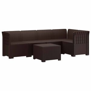 vidaXL Sof&aacute; de Jardim para 5 Pessoas com Visual de Rattan PP Castanho
