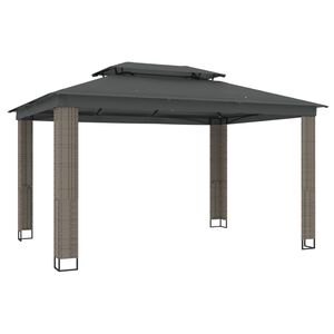 VidaXL Gazebo com telhado duplo 3,94x2,96 m a&ccedil;o antracite