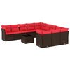 vidaXL Conjunto de sof&aacute; de jardim com 12 pe&ccedil;as e almofadas em rattan sint&eacute;tico marrom