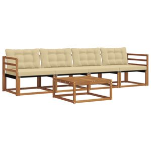 vidaXL Conjunto de Sof&aacute;s para Exterior 5 pcs Natural e Bege