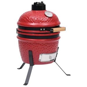 vidaXL Churrasqueira/defumador Kamado 2-em-1 cer&acirc;mica 56 cm vermelho