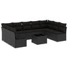 vidaXL 10 pcs conjunto sof&aacute;s de jardim c/ almofad&otilde;es vime PE preto