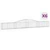 vidaXL Cestos gabi&atilde;o arqueados 6 pcs 400x30x40/60 cm ferro galvanizado