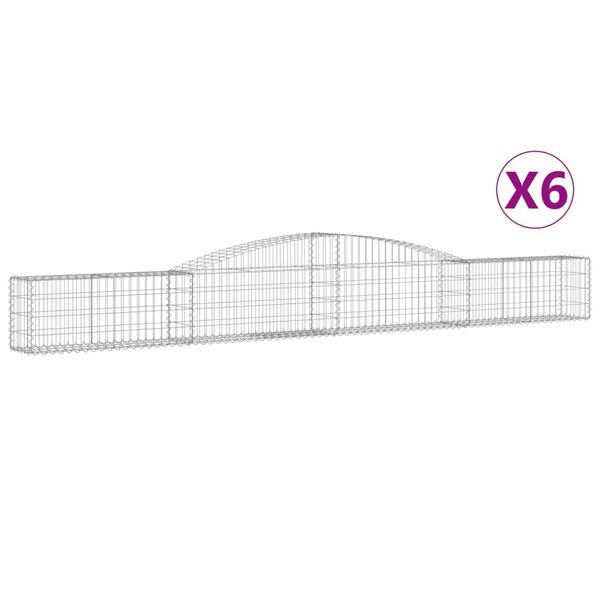vidaXL Cestos gabi&atilde;o arqueados 6 pcs 400x30x40/60 cm ferro galvanizado