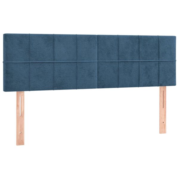 vidaXL Cabeceira de cama c/ luzes LED veludo 144x5x78/88cm azul-escuro