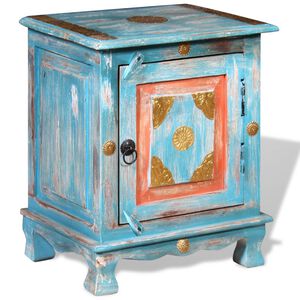 VidaXL Mesa de cabeceira madeira de mangueira maci&ccedil;a azul