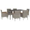 vidaXL 7 pcs conjunto de jantar p/ jardim c/ almofad&otilde;es vime PE cinza
