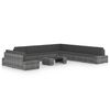 vidaXL 10 pcs conjunto lounge de jardim c/ almofad&otilde;es vime PE cinzento