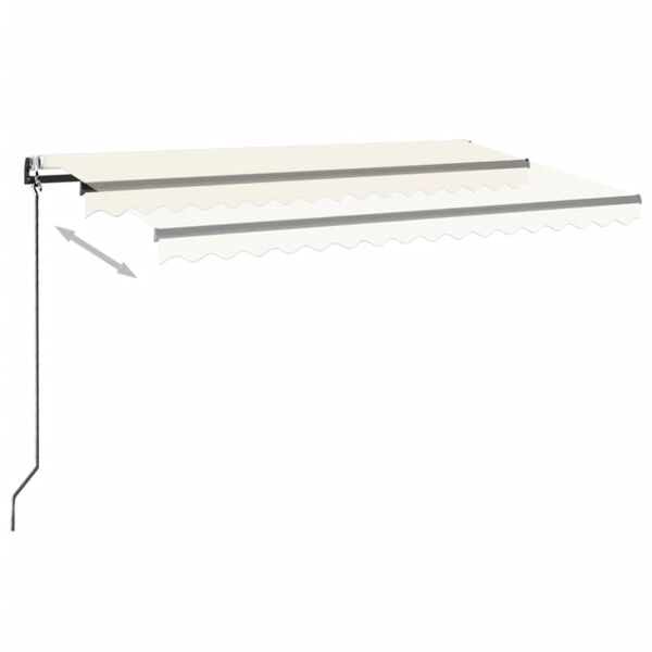 vidaXL Toldo autom&aacute;tico com LED e sensor de vento 450x350 cm cor creme