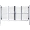 vidaXL Port&atilde;o de jardim em tela de a&ccedil;o galvanizado 300x150 cm cinza