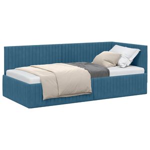 vidaXL Estrutura de Cama de Canto Azul 90 cm x 200 cm Veludo