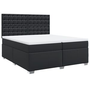 vidaXL Cama com molas/colch&atilde;o 200x200 cm couro artificial preto