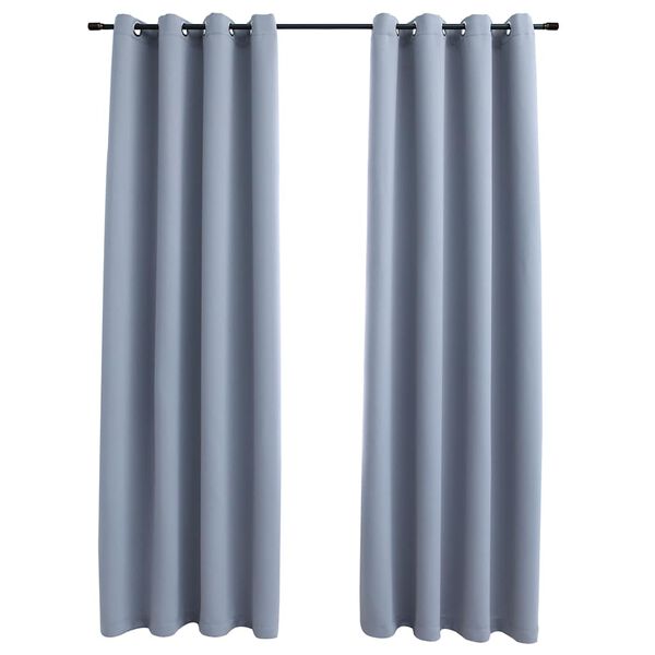 vidaXL Cortinas blackout c/ argolas em metal 2 pcs 140x175 cm cinzento