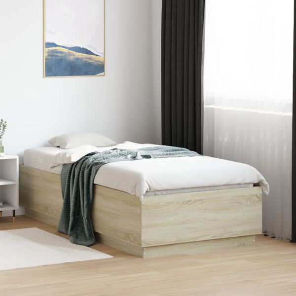 vidaXL Estrutura de cama 90x190cm derivados de madeira carvalho sonoma