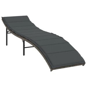 vidaXL Espregui&ccedil;adeira com almofad&atilde;o 55x199x50 cm vime PE cinzento