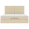vidaXL Estrutura de cama otomana com colch&otilde;es tecido creme 200x200cm