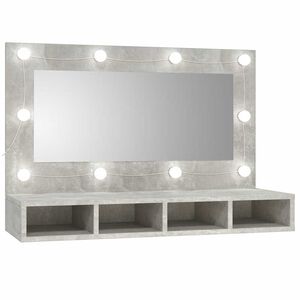 vidaXL Arm&aacute;rio espelhado com LED 90x31,5x62 cm cinzento cimento