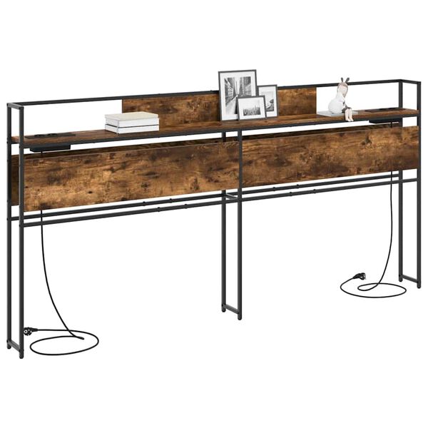 vidaXL Cabeceira de armazenamento com cabeceira Carvalho fumado 200 cm