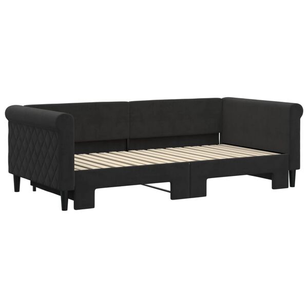 vidaXL Sofá-cama com gavetão 90x190 cm veludo preto