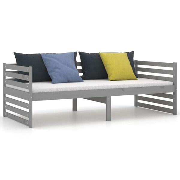 vidaXL Sof&aacute;-cama 90x200 cm madeira de pinho maci&ccedil;a cinzento
