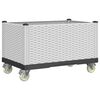 vidaXL Vaso/floreira de jardim com rodas 80x50x54 cm PP branco