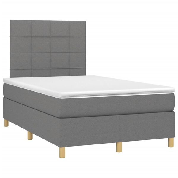 vidaXL Cama boxspring com colch&atilde;o 120x190 cm tecido cinzento-escuro