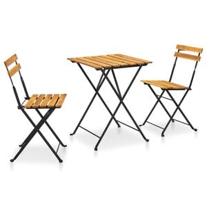 vidaXL 3 pcs conjunto bistr&ocirc; dobr&aacute;vel madeira de ac&aacute;cia maci&ccedil;a